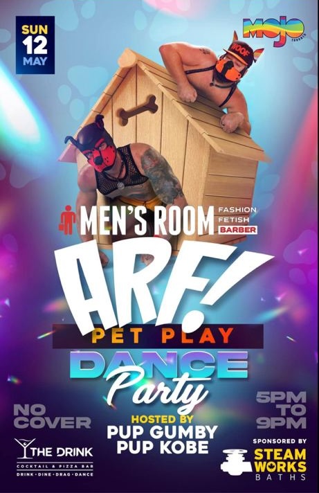 Arf! Pup Play Dance Party at The Drink, May 12 2024 from 5PM to 9PM