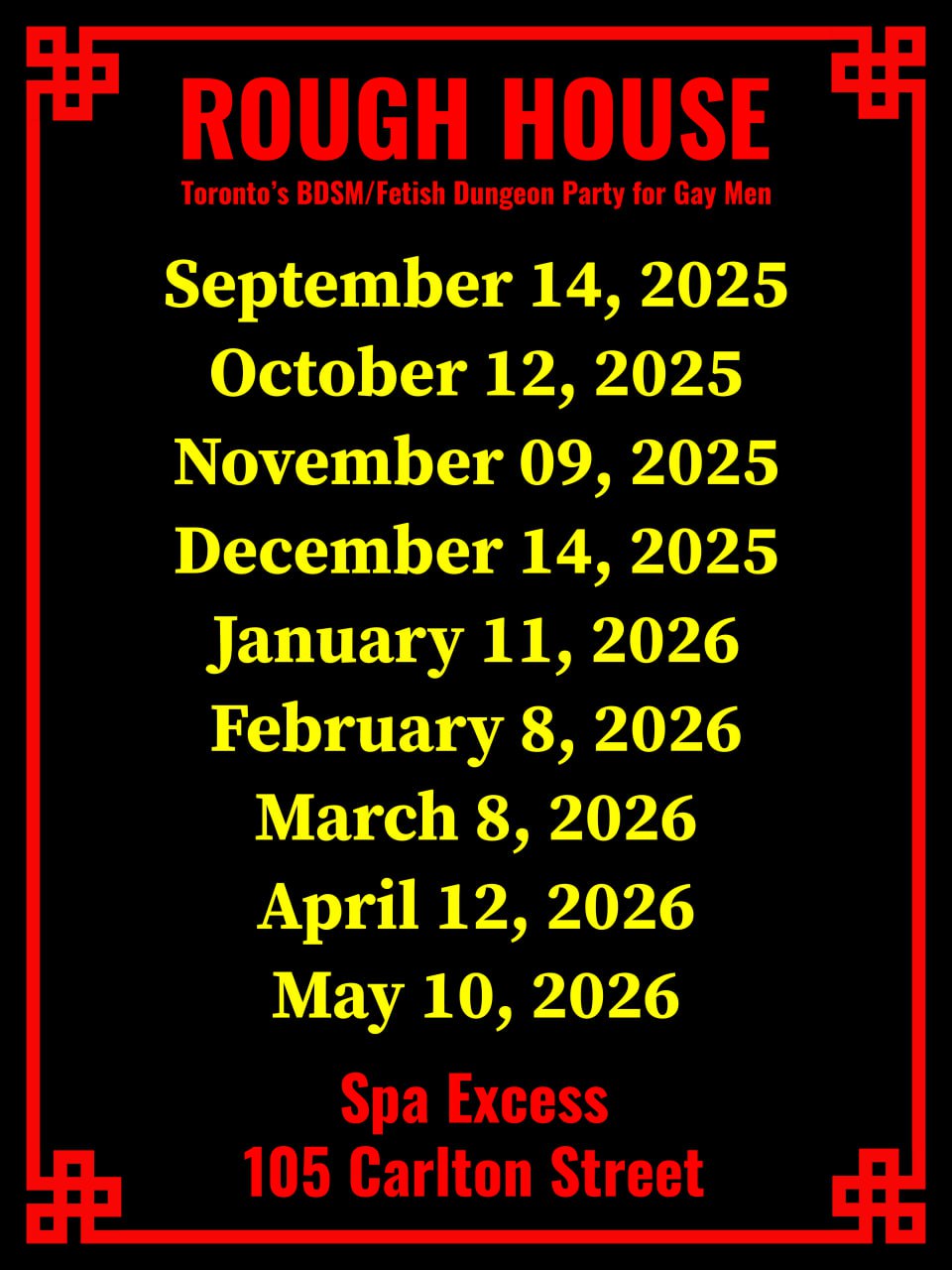 Rough House 2025 poster with event dates listed.